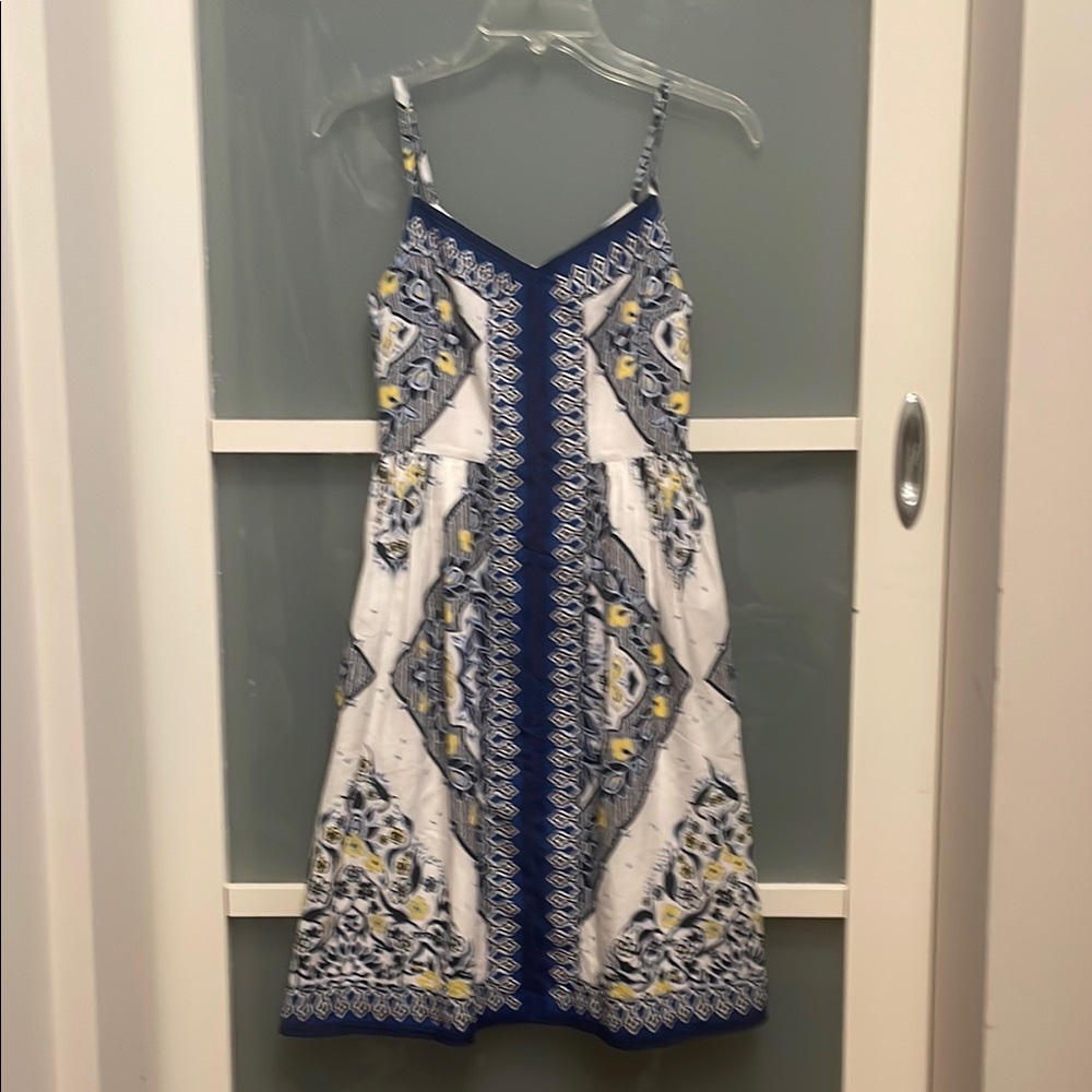 Banana Republic Blue and White Sleeveless Sundress